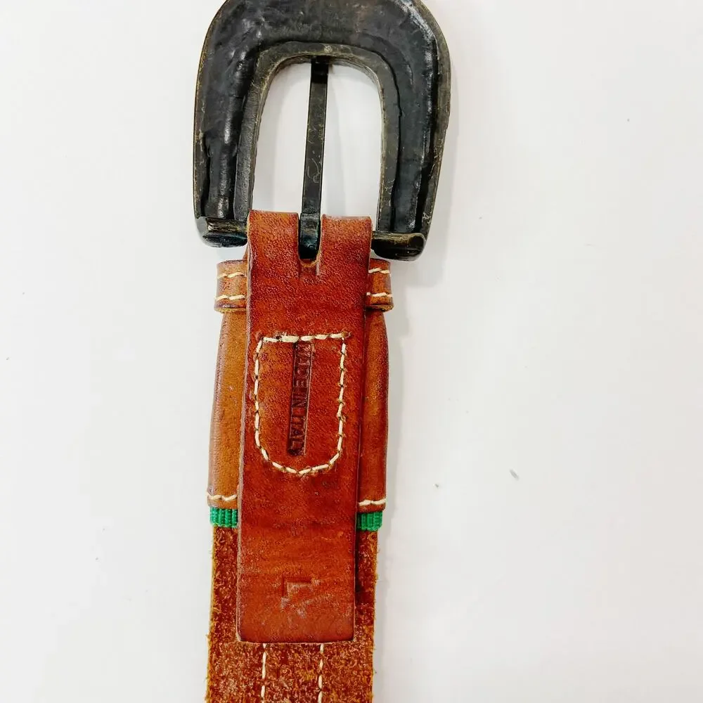 Italian Leather Belt With Green Accents Size Large